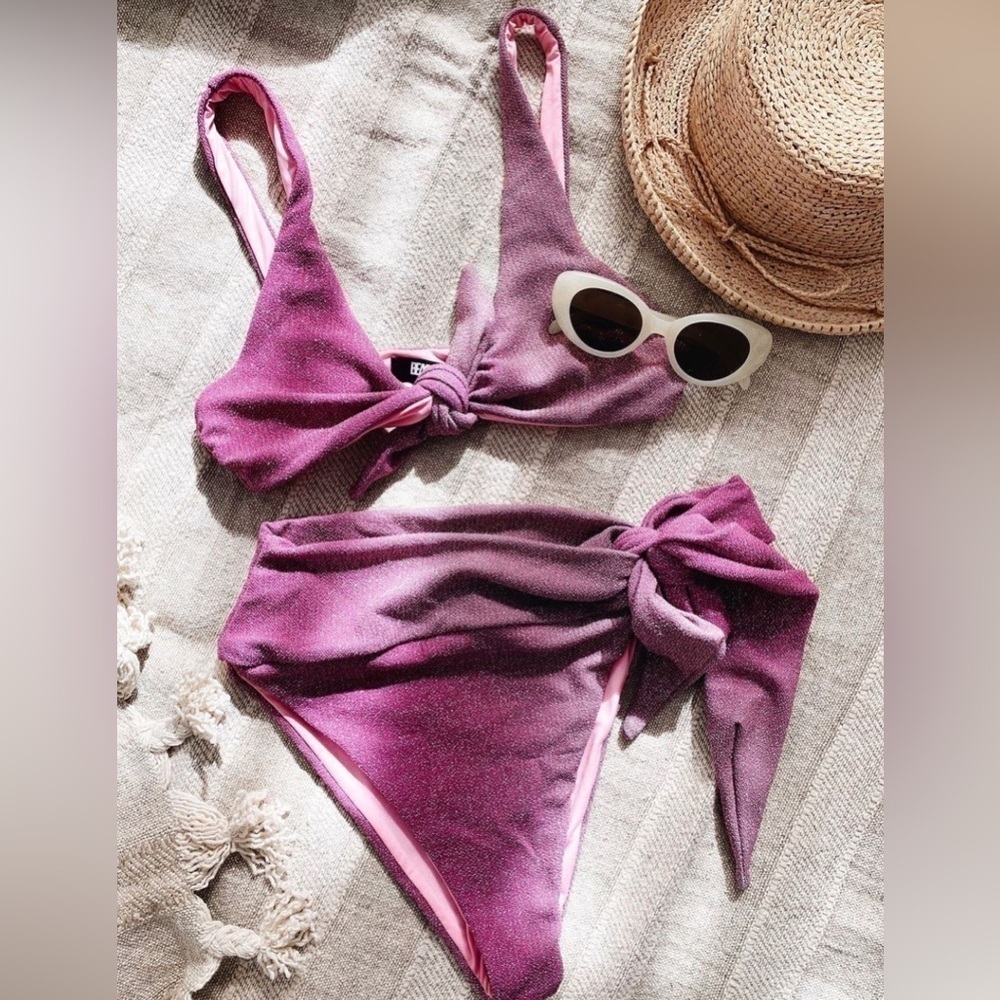 Beach Riot pink shine ombré bikini set NWT